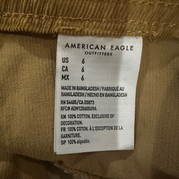 American Eagle Corduroy Mini Skirt Button Front High Rise Size 6 Tan Preppy - Picture 11 of 11